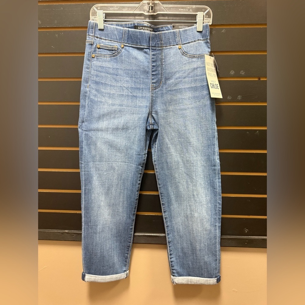 Liverpool Los Angeles Chloe Skinny Crop Pull-On Jeans Sz 6/28 Brinkley